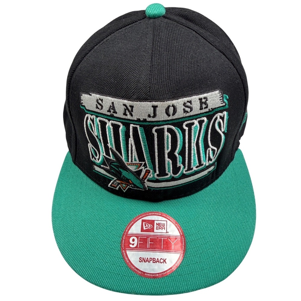 New Era‎ 9FIFTY San Jose Sharks Snapback Hat Black Teal NHL Hockey Cap Mens OSFM
